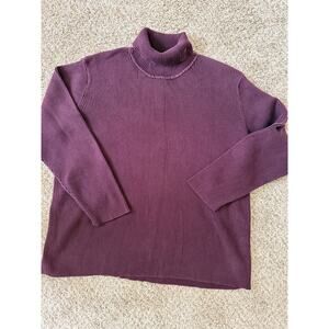 Lauren Ralph Lauren Heavy Knit Turtleneck Maroon 3xl Womens 100% Cotton
